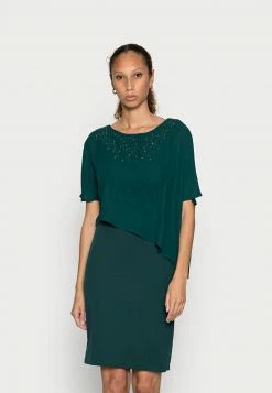 Anna Field Occasion Mini Bodycon Dress With Mesh Short Sleeves - Vestido De Cóctel - Dark Green, Mujer