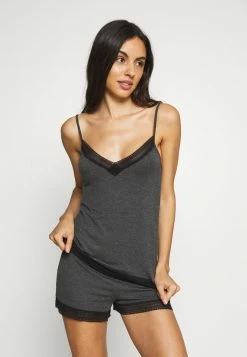 Anna Field CLAIRE FAGOTTING SHORT SET - Pijama - Grey, Mujer