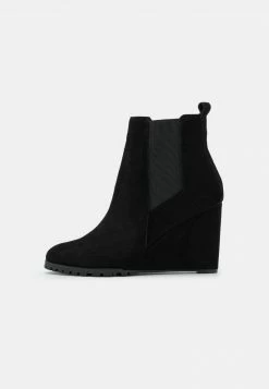 Anna Field LEATHER WINTER BOOT - Wedge Ankle Boots - Botines De Tacón - Black, Mujer