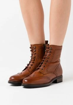 Anna Field LEATHER - Botines Con Cordones - Cognac, Mujer