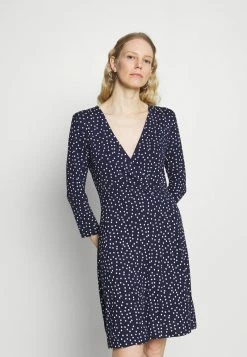 Anna Field Quarter Sleeves Wrap Mini Dress - Vestido Ligero - Dark Blue/white, Mujer