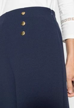 Anna Field BUTTON WAIST WIDE LEG PANTS - Pantalones - Dark Blue, Mujer -Anna Field Ventas 2022 20fd458c8cbf405da7b7b9c4a79cde5d