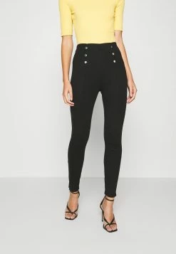 Anna Field Punto Leggings With Button Detail - Leggings - Black, Mujer