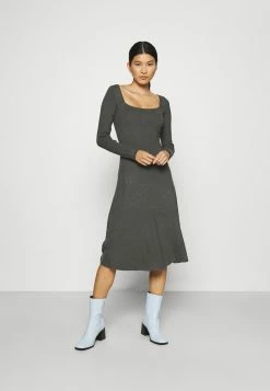 Anna Field Vestido De Punto - Mottled Dark Grey, Mujer