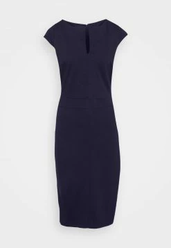 Anna Field CAP SLEEVES STRAIGHT V NECK DETAILING MINI DRESS - Vestido De Tubo - Dark Blue, Mujer