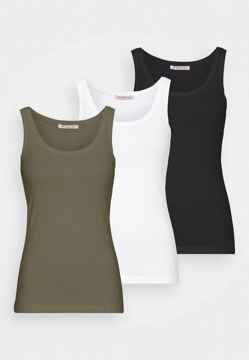 Anna Field BASIC TANK 3er Pack - Top - Black/white /khaki, Mujer 9 Anna Field BASIC TANK 3er Pack - Top - Black/white /khaki, Mujer - Imagen 7