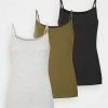 Anna Field 3er PACK - Top - Black/mottled Light Grey/khaki, Mujer -Anna Field Ventas 2022 446a104e41e0470fa7c6440192f5b199
