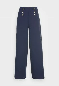 Anna Field BUTTON WAIST WIDE LEG PANTS - Pantalones - Dark Blue, Mujer -Anna Field Ventas 2022 461f1736c14549bc8b87bda6943d86e5