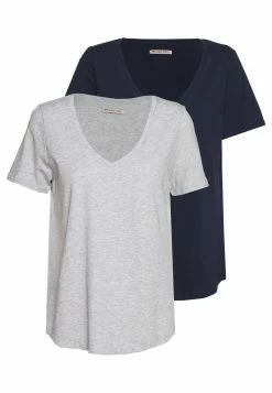 Anna Field Camiseta Básica - Mottled Light Grey/blue, Mujer