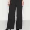 Anna Field BUTTON WAIST WIDE LEG PANTS - Pantalones - Black, Mujer