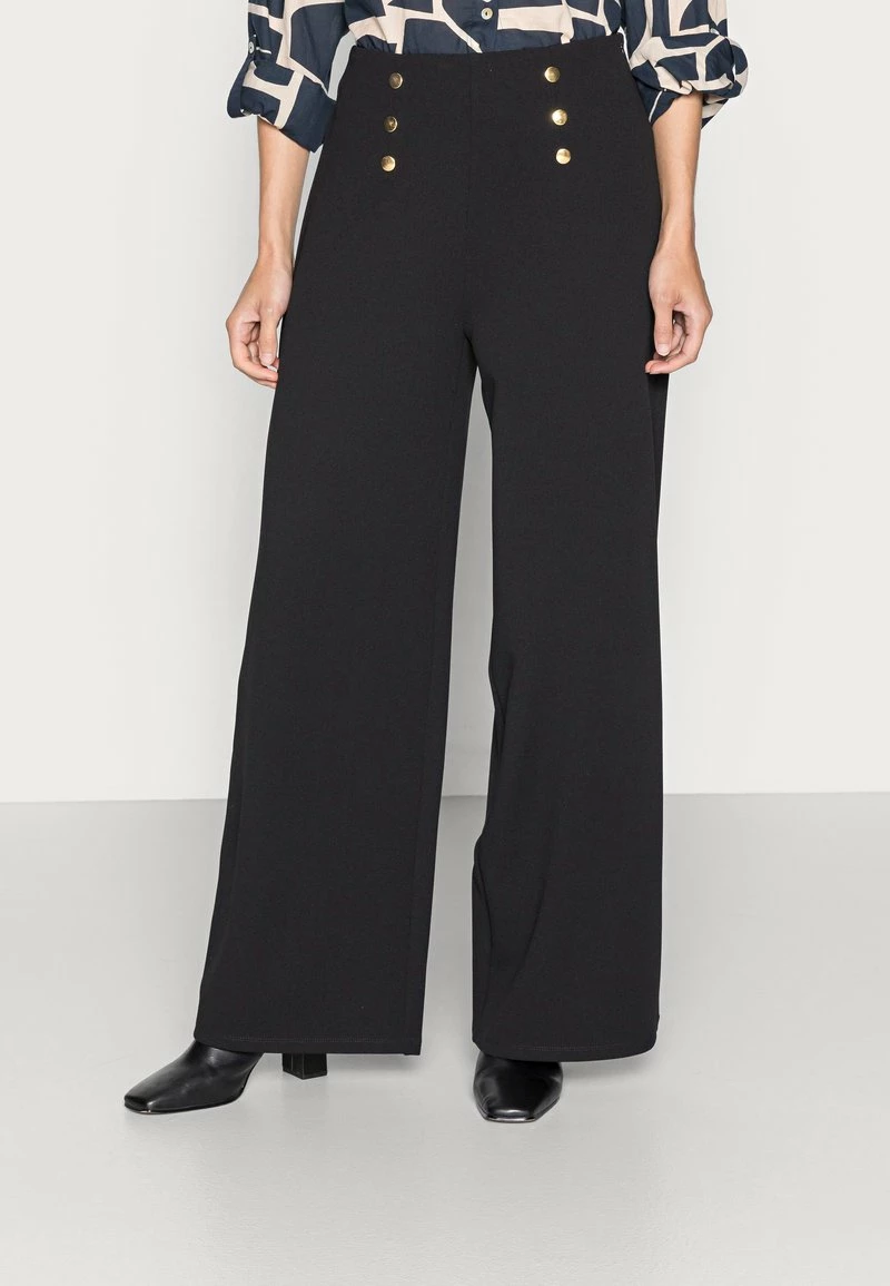 Anna Field BUTTON WAIST WIDE LEG PANTS - Pantalones - Black, Mujer 3 Anna Field BUTTON WAIST WIDE LEG PANTS - Pantalones - Black, Mujer