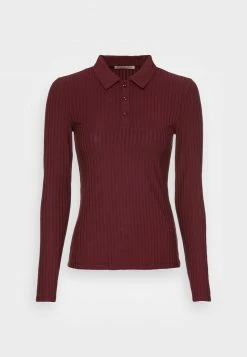Anna Field RIBBED POLO LONGSLEEVE - Camiseta De Manga Larga - Dark Red, Mujer -Anna Field Ventas 2022 7b605d423b444246bec8aaa513ccd0cd