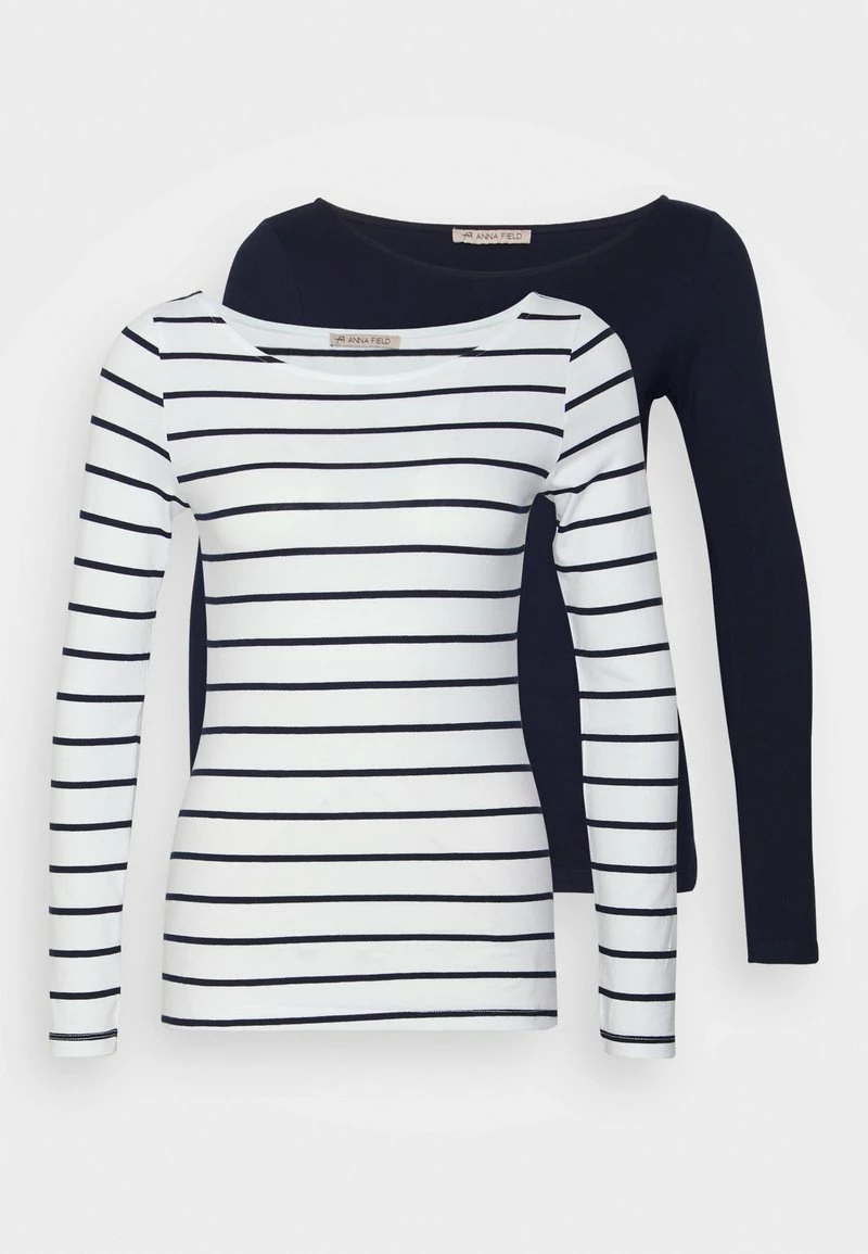 Anna Field 2 PACK - Camiseta De Manga Larga - White/navy, Mujer 3 Anna Field 2 PACK - Camiseta De Manga Larga - White/navy, Mujer