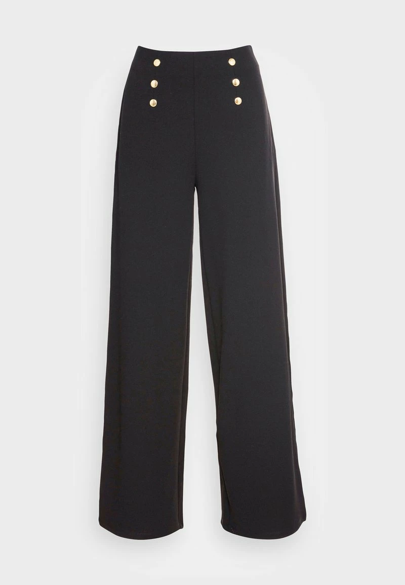 Anna Field BUTTON WAIST WIDE LEG PANTS - Pantalones - Black, Mujer 6 Anna Field BUTTON WAIST WIDE LEG PANTS - Pantalones - Black, Mujer - Imagen 4