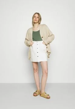 Anna Field 3 PACK - Camiseta Básica - White/mottled Light Grey/light Green, Mujer