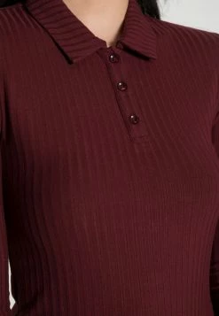 Anna Field RIBBED POLO LONGSLEEVE - Camiseta De Manga Larga - Dark Red, Mujer -Anna Field Ventas 2022 b59db13e636b4b63a1a7c0bc4a03ee9f