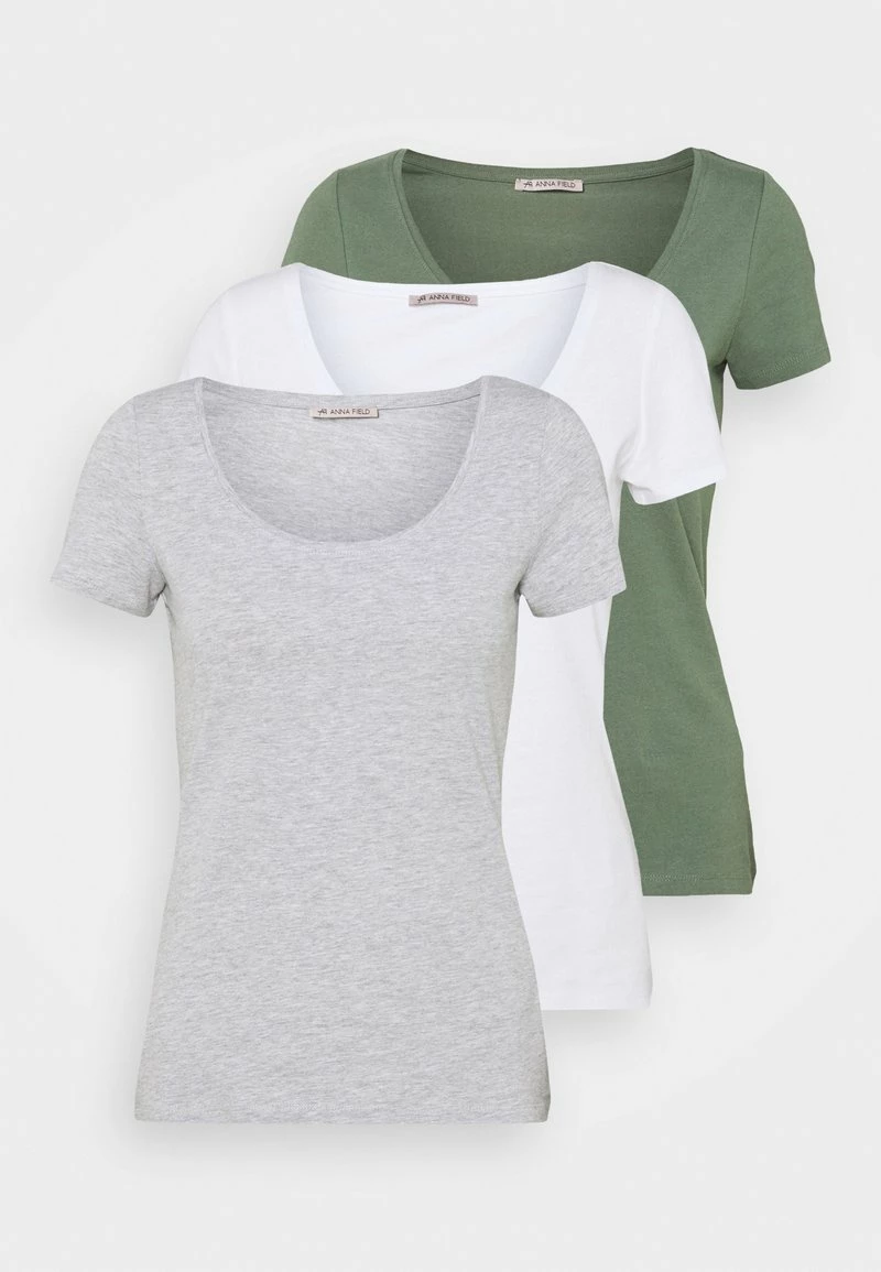 Anna Field 3 PACK - Camiseta Básica - White/mottled Light Grey/light Green, Mujer 9 Anna Field 3 PACK - Camiseta Básica - White/mottled Light Grey/light Green, Mujer - Imagen 7