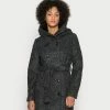 Anna Field DOUBLE BREASTED COAT WITH HOOD - Abrigo Clásico - Mottled Dark Grey, Mujer