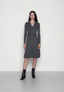 Anna Field POLO MIDI DRESS - Vestido De Punto - Mottled Dark Grey, Mujer