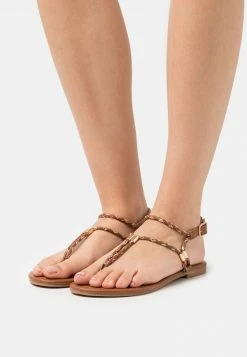 Anna Field Sandalias De Dedo - Cognac/gold, Mujer