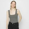 Anna Field Top - Mottled Dark Grey, Mujer